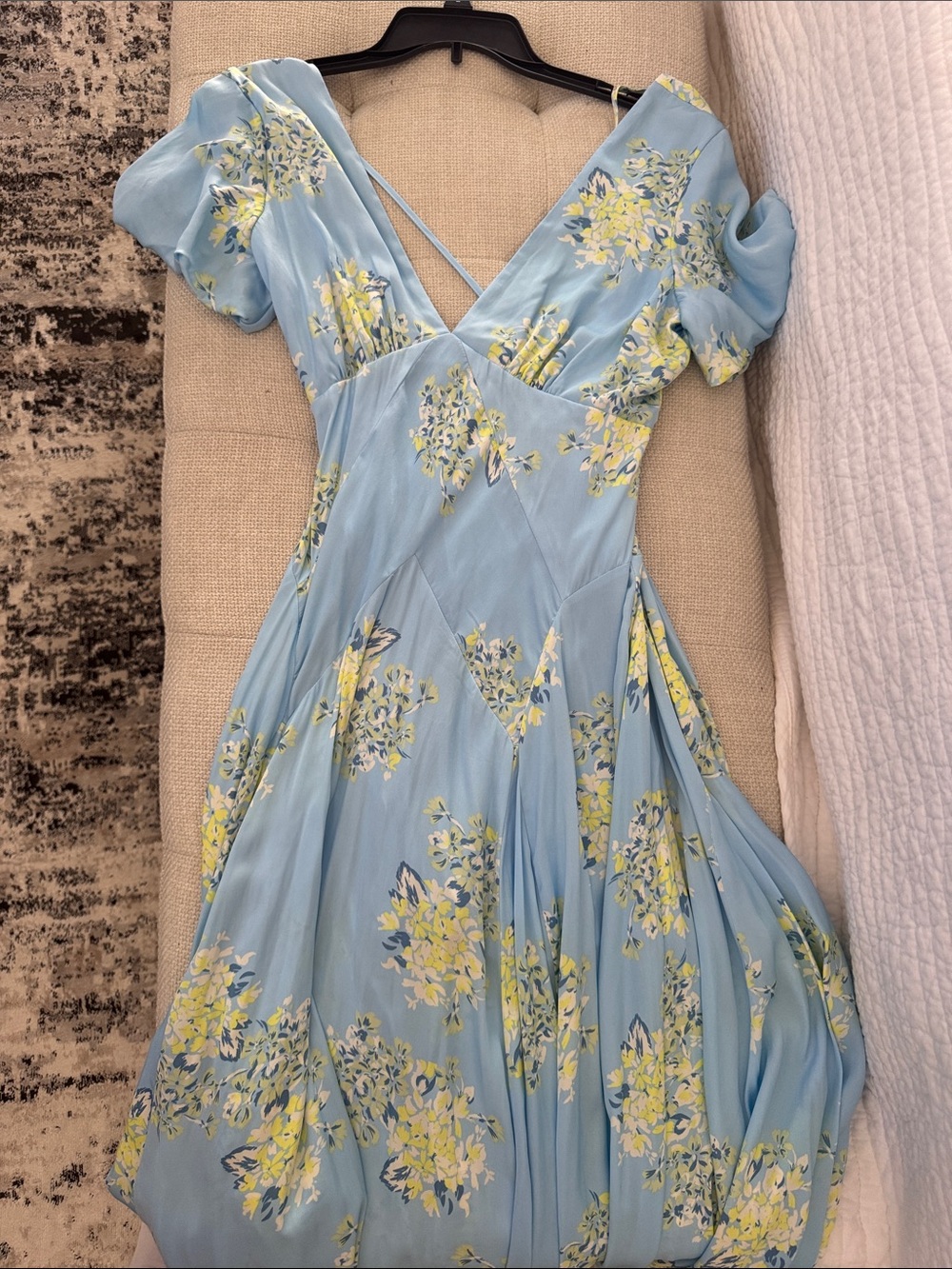 Free People Pale Blue Floral Wrap Maxi Dress